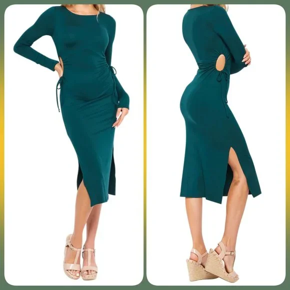 Velvet Torch Side Cutout Bodycon Midi Dress in Hunter Green at Nordstrom Rack, Size Large